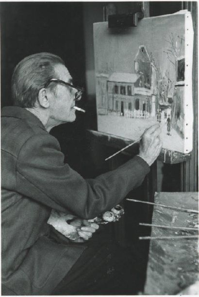 Maurice Utrillo au chevalet ; portrait, ca.1950...