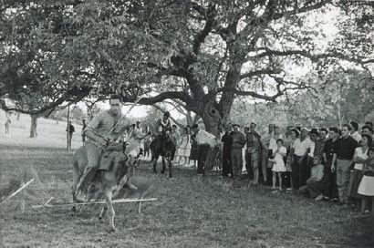 null Course à dos d'ânes, ca. 1960 Tirage argentique d'époque, tampon " PHOTO IZIS...