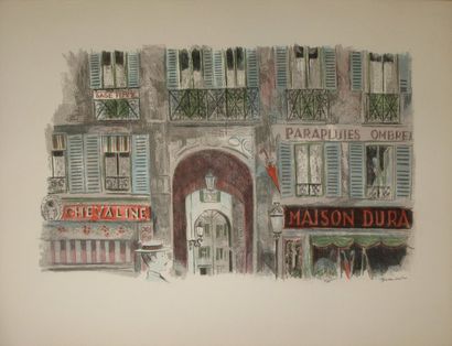GRAU SALA Émilio, 1911-1975 Commerces à Paris, lithographie en couleurs, signée en...