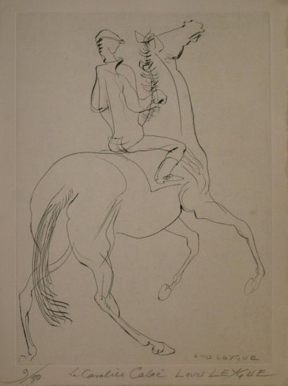 LEYGUE Louis, 1905-1992 Le cavalier cabré, eau-forte n°9/80, signée et titrée en...