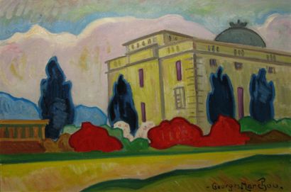 MARCHOU Georges, 1892-1984 Le jardin public, huile sur toile, signée en bas à droite,...