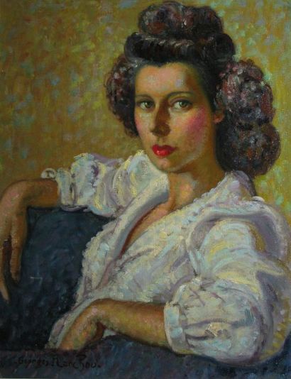 MARCHOU Georges, 1892-1984 Femme au chignon, huile sur toile, signée en bas à gauche,...