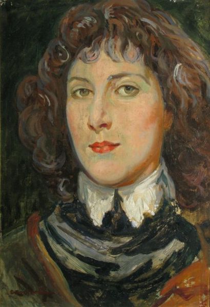 MARCHOU Georges, 1892-1984 Portrait de gentilhomme, huile sur papier marouflé sur...