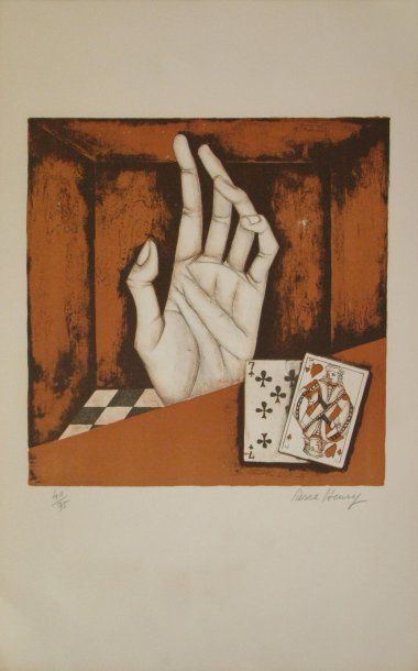 PIERRE-HENRY, né en 1924 Les cartes, lithographie en couleurs n°40/75, signée en...