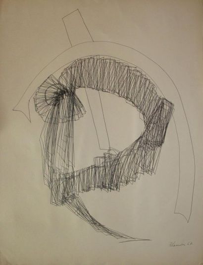 ROLANDA, XXe siècle Sans titre, 1967, dessin au stylo bille noir, signé et daté en...