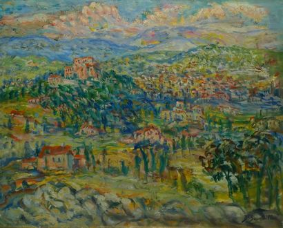 SOURDILLON Berthe, 1895-1976 Vue de Provence, huile sur toile, signée en bas à droite,...
