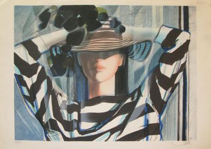 VALADIÉ Jean-Baptiste, né en 1933 Noir et blanc, lithographie en couleurs (traces...