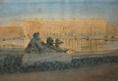 ALAUX J.P., début XXe siècle Bassin à Versailles, 1905, aquarelle (traces d'insolation),...