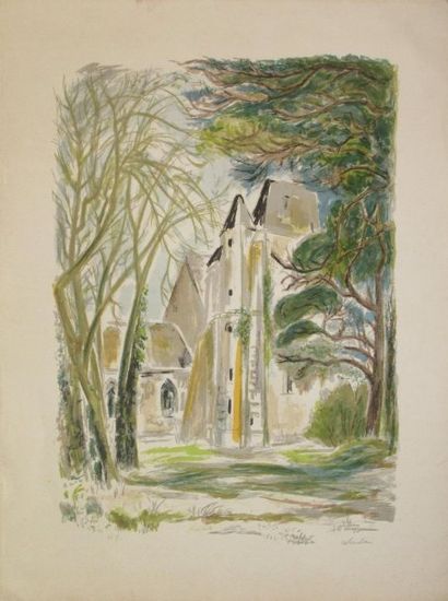 WREDE Marie-Elisabeth, 1898-1981 Château, lithographie en couleurs HC (rousseurs),...