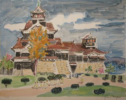 BRAYER Yves, 1907-1990 Monastère japonais, lithographie en couleurs, EA, signée en...