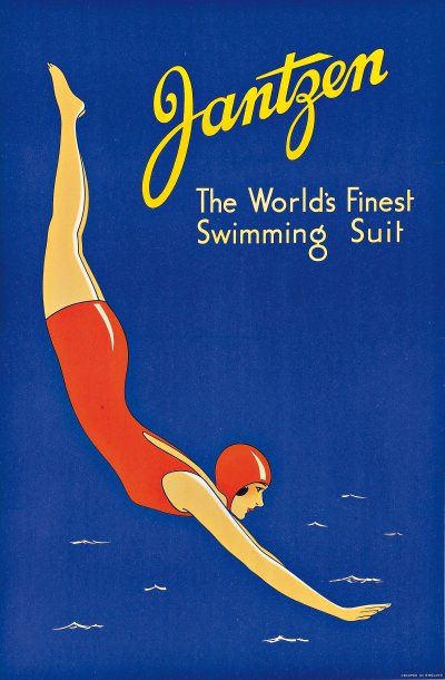 null JANTZEN the world's finest swimming suit Entoilée, bon état, 50 x 75 cm.