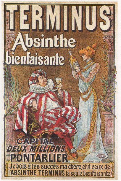 TAMAGNO non signée ABSINTHE BIENFAISANTE Pontarlier, 1897 (Sarah-Bernardt et Coquelin...