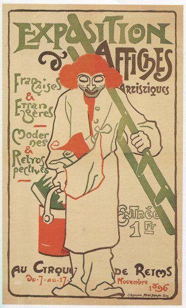 Ernest KALAS EXPOSITION D'AFFICHES ARTISTIQUES Reims, 1896 Entoilée, très bon état,...