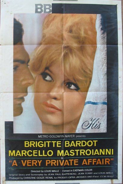 null A VERY PRIVATE AFFAIR, 1962 (" vie privée " de L. Malle avec Bardot) One sheet,...