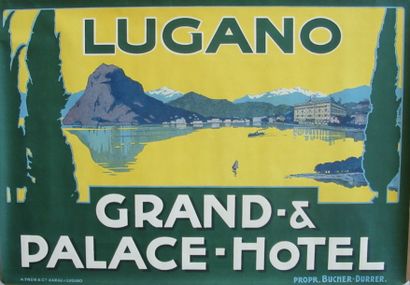 null 3 Affiches LUGANO: - grand & palace Hotel Non entoilée, 100 x 70 cm. - 100 JAHRE...