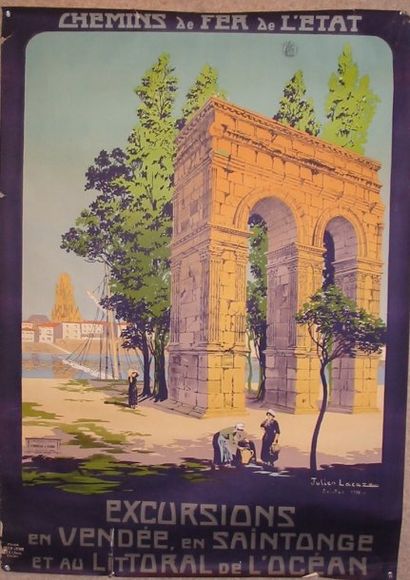 Julien LACAZE EXCURSIONS EN VENDEE Saintes, 1912 Non entoilée, 76 x 105 cm.