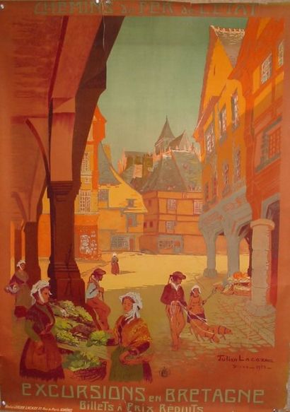 Julien LACAZE EXCURSIONS EN BRETAGNE Dinan, 1913 Non entoilée, 76 x 105 cm.