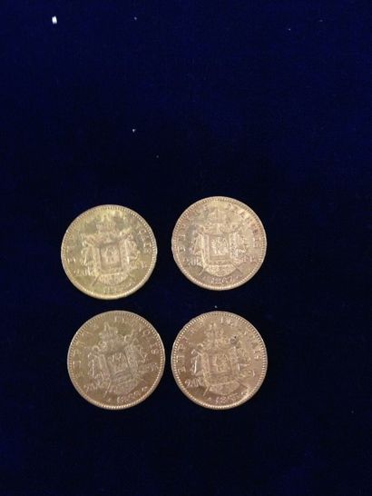 null 4 pièces en or 20 Fr " Napoléon tête laurée " 

( 1 x 1865 A ; 1 x 1866 A ;...