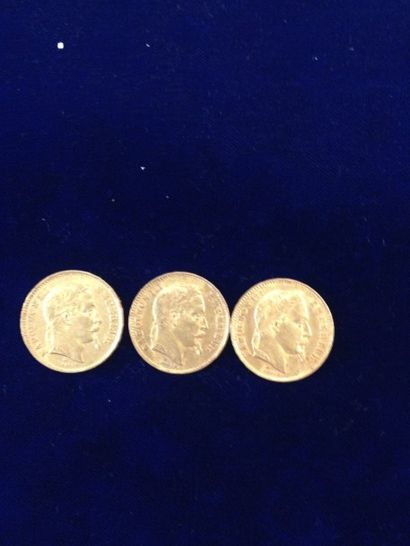 null 3 pièces en or 20 Fr " Napoléon tête laurée " ( 3 x 1869 BB )