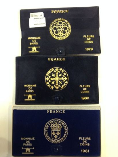 null Monnaie de Paris piéces " Fleurs de coins " 

3 coffrets, verticale de 1979...