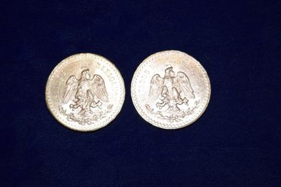 null 2 pièces en or 50 Pesos " 1821-1947 " ( 2 x 1947 ). Poids : 83,2 gr