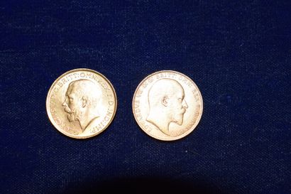 null 2 pièces en or " Georges V " ( 1 x 1908 ; 1 x 1927 )