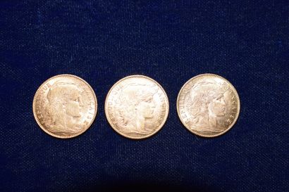 null 3 pièces en or 10 francs " Coq " ( 3 x 1910 ) 
