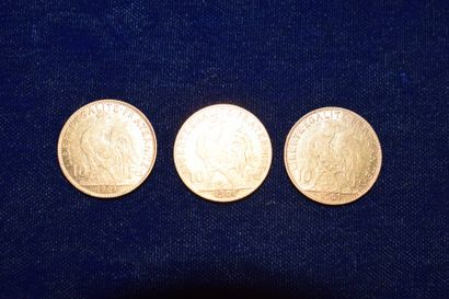 null 3 pièces en or 10 francs " Coq " ( 3 x 1901 )