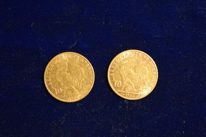 null 2 pièces en or 10 francs " Coq " ( 2 x 1906 ) 