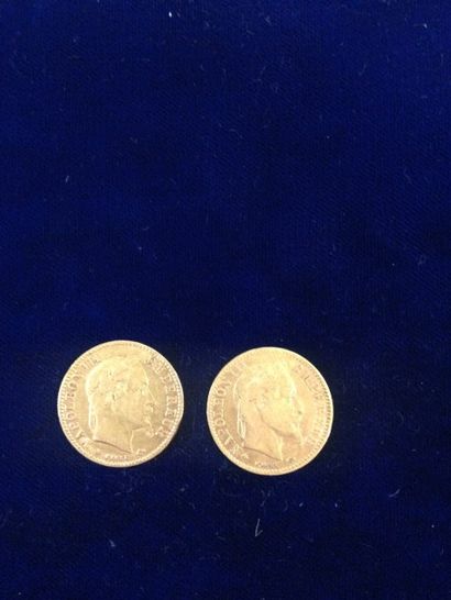 null 2 pièces en or 10 francs " Napoléon tête laurée " ( 2 x 1863 A ) 