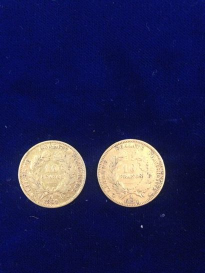 null 2 pièces en or 10 francs " Cérès " ( 2 x 1851 A )