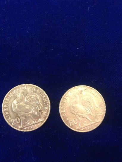 null 2 pièces en or 20 francs " Coq " ( 2 x 1913 ) 