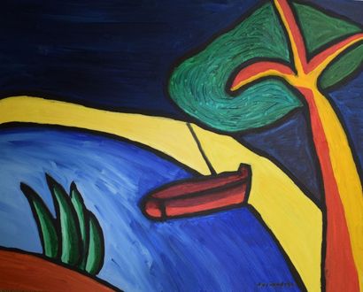 DURIAUD Christian (né en 1944) The red boat, 1971

Huile sur toile, signée et datée...