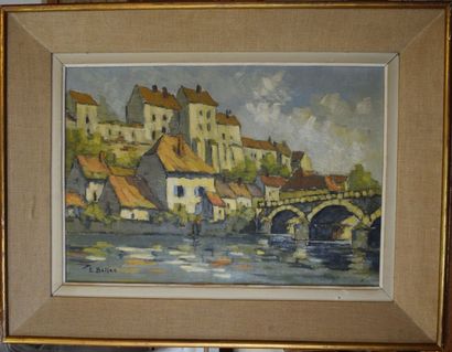 BELLAN Etienne (1922-2000) Ville en bord de fleuve

Huile sur toile, signée en bas...