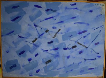 BERTRAND Solange (1913-2011) Abstraction bleue

Huile sur panneau (accidents), signé...