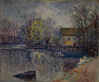 LACAZE Joseph-Vital (1874-1946) Maison au bord de l'eau

Huile sur toile (restaurations),...