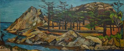 BOITEL Maurice, 1919-2007 Le rocher à Cadaquès, Espagne, 1958, 

huile sur toile...