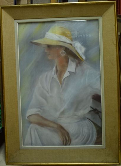 MESTRE (XXe siècle) Elégante au chapeau

Pastel, signé à droite vers le bas,

70x44,5cm...