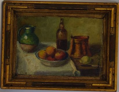 NICHLAUS (?) Nature morte aux pommes

Huile sur cartonn, signé en bas à gauche,

10...