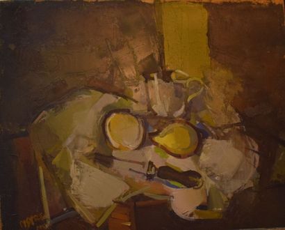 PISTRE (XXe siècle) Citrons et couteau, 1955

Huile sur panneau, signé et daté en...