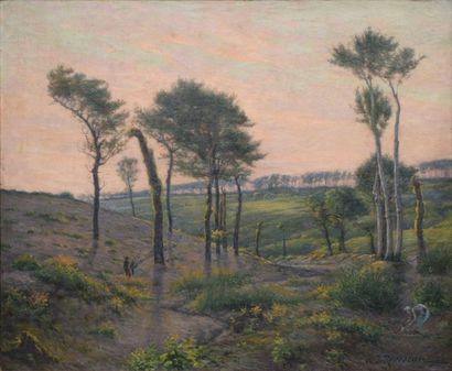 ROUSSEAU Jean-Jacques, 1861-1911 Arbres au couchant dans le Midi

huile sur toile,...