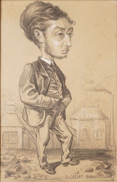 CARJAT ÉTIENNE, 1828-1906, Portrait charge d'homme devant une mine, 1863

Crayon...