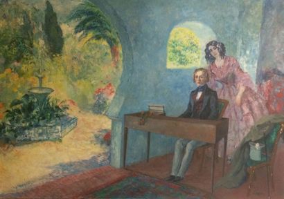 CIROU Paul (1869-1951) Chopin et George Sand

Huile sur toile (manques), signée en...