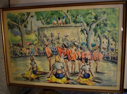 DE VALOY Marcel (1903-1986) La baignade

Aquarelle (piqures), signée et datée 7?...