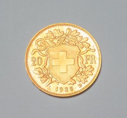 null Une pièce en or 20 Fr Suisse "(1935 B ).