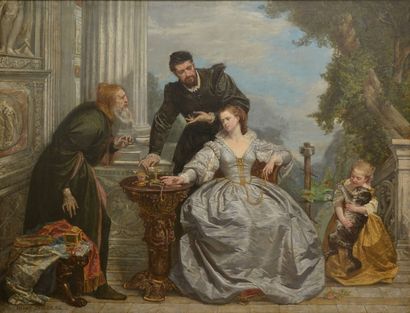 null SIEURAC Henri, 1823-1863

Marchand de bijoux et élégante, 1857

Huile sur toile...