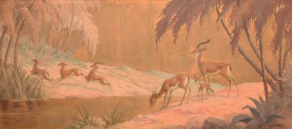 null CARTIER Jacques, 1907-2001, 

Antilopes au cours d'eau

Huile sur isorel et...