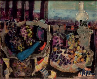 null COIGNARD James, 1925-2008, 

Raisins et lampe à pétrole devant la mer

Huile...