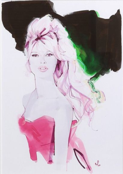 COULON Marc-Antoine (Né en 1974) Portrait de Brigitte Bardot
Encre sur papier bristol,...