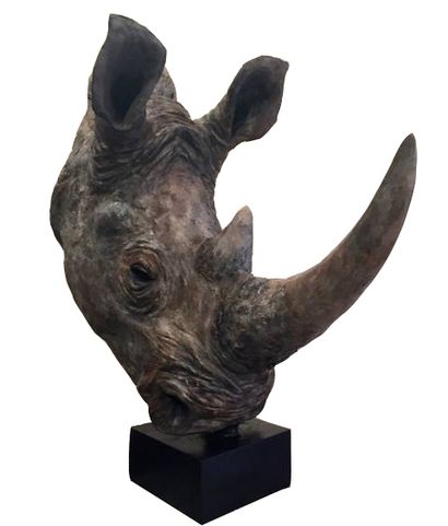 CRETU Claire (Née en 1966) Rhinocéros
Sculpture en résine, signée et justifiée 3/8...